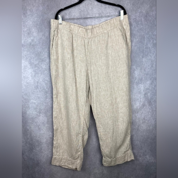 J Jill Pure Linen Trapunto-Stitched Pants Women Size L Tall - Picture 2 of 7